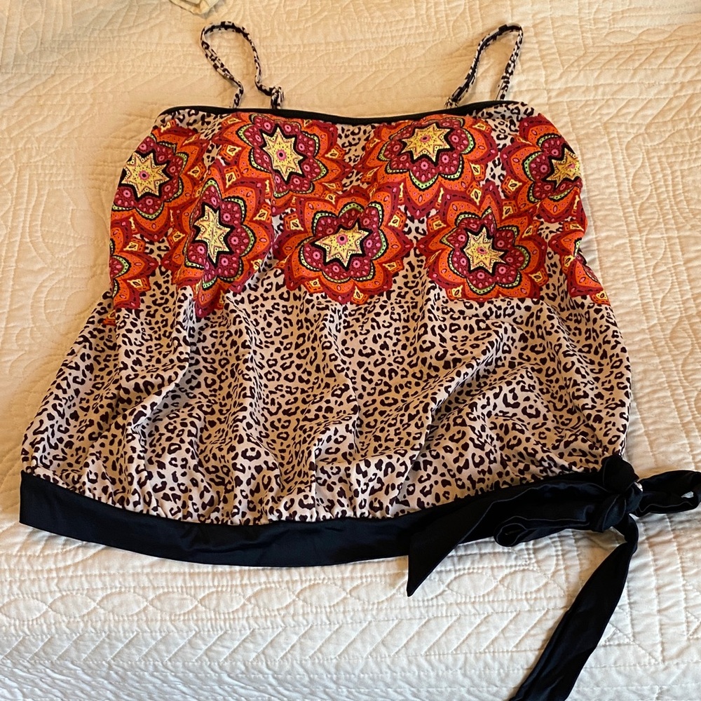 VENUS Floral & Leopard Swim Camisole - Orange, Pink, Black